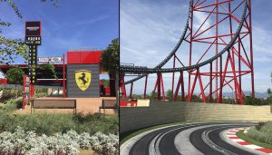 Circuito Ferrari Land construido con pigmento negro Serra Ciments