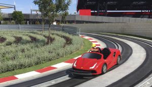 Circuito Ferrari Land construido con pigmento negro Serra Ciments